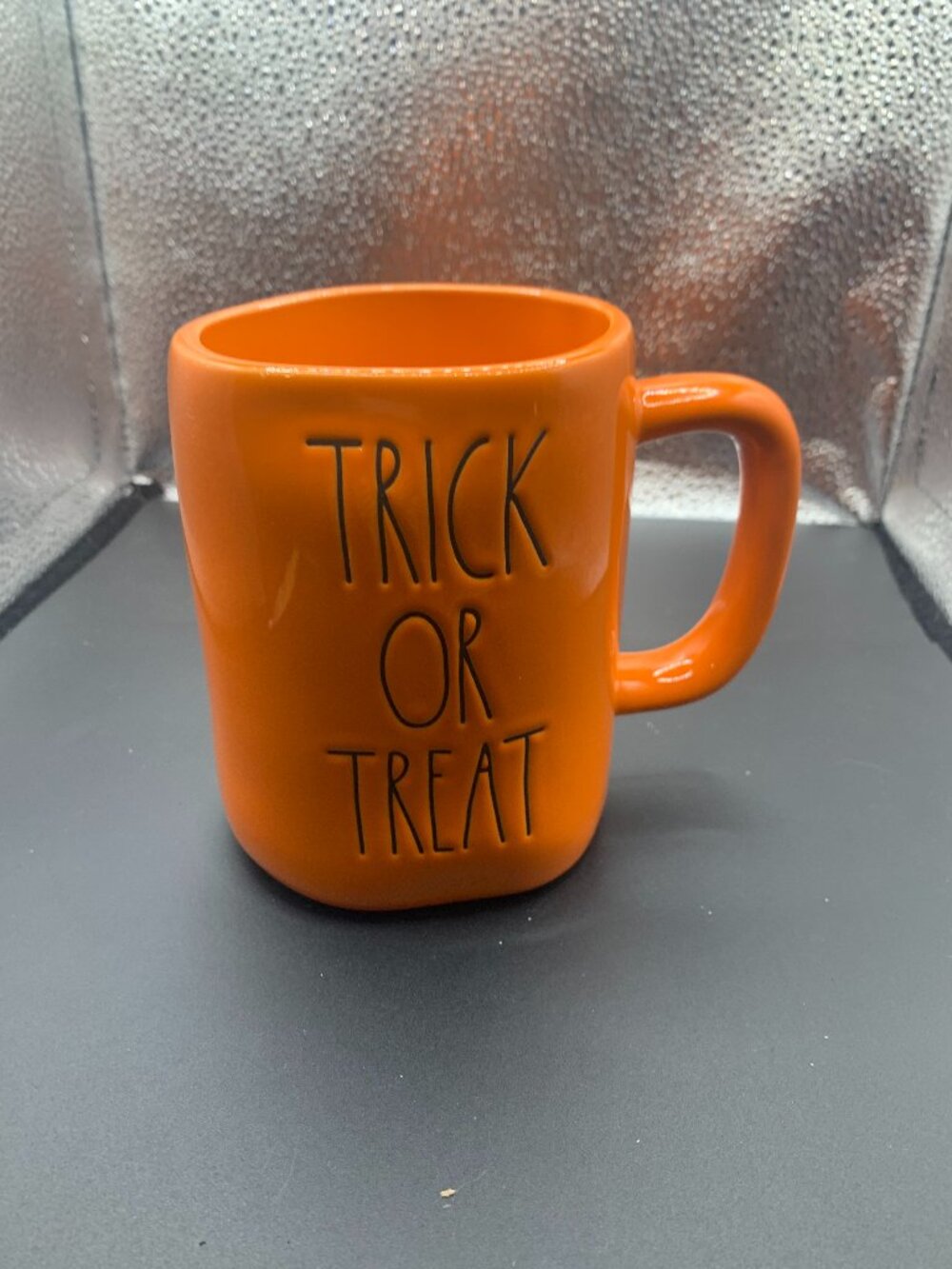 Trick or Treat Orange Ceramic Coffee Mug by Rae Dunn selling as is